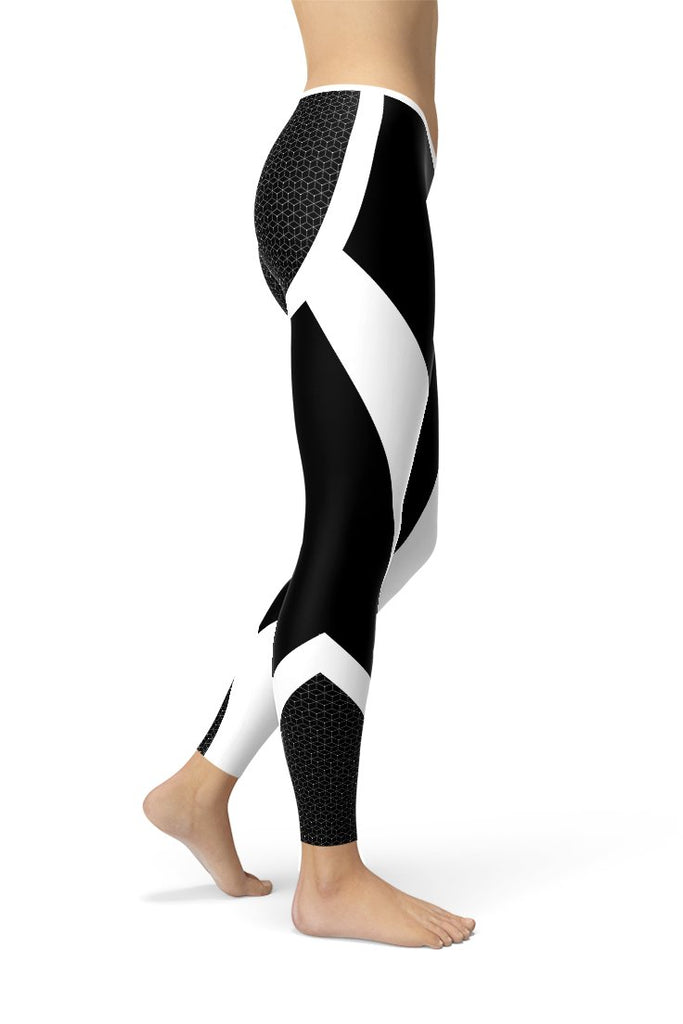 Modena Black and White Women Leggings-Satori Stylez