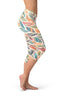 Image of Multi-Color Leaves Women's Fitness Capris-Satori Stylez