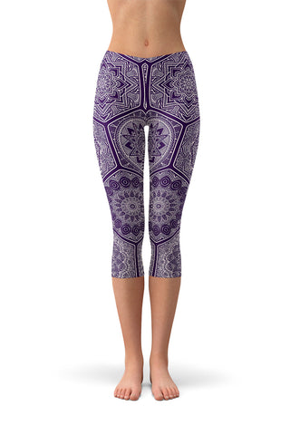 Purple Mandala Yoga Capris-Satori Stylez