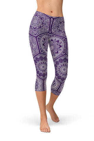 Purple Mandala Yoga Capris-Satori Stylez