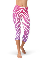 Ombre Zebra Print Capri Leggings-Satori Stylez