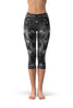 Image of Black & Gray Printed Floral Capri Leggings-Satori Stylez
