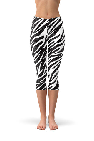 Black and White Zebra Print Capri Leggings