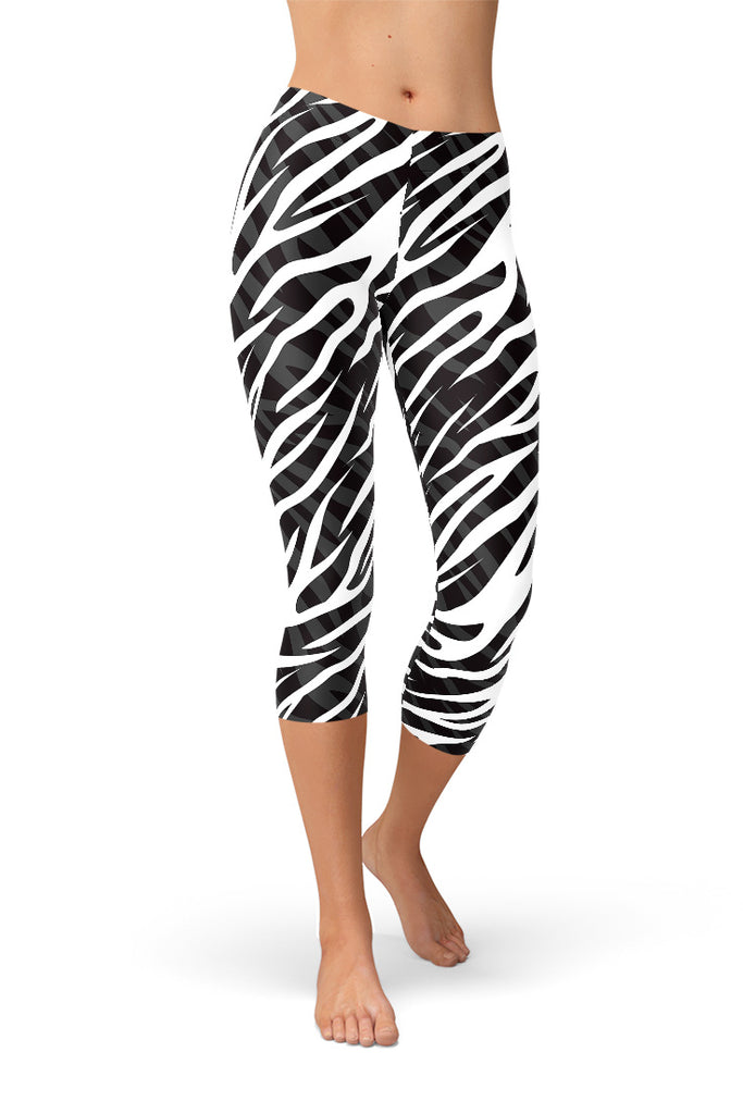 Black and White Zebra Print Capri Leggings