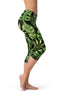 Image of Green Tropical Leaf Capri Leggings
