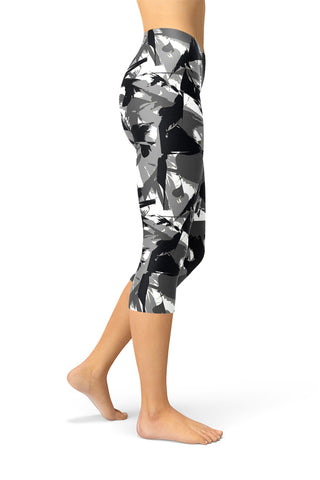 Black Ops 2 Camo Women's Printed Capri Leggings-Satori Stylez