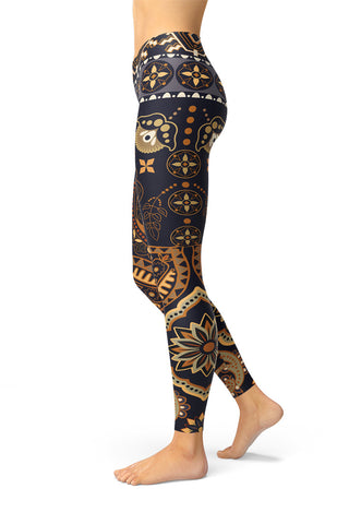 Ornamental Tribal Yoga Leggings - Version One-Satori Stylez