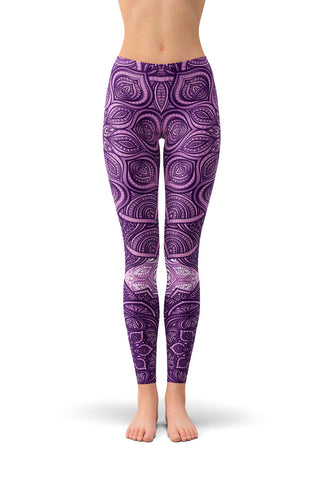 Purple Mandala Pattern Yoga Leggings - Version One-Satori Stylez