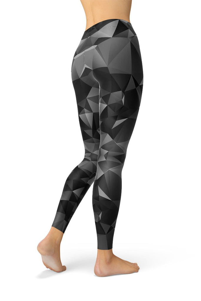 Black & Grey Geometric Triangle Leggings-Satori Stylez
