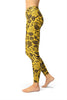 Image of Black & Yellow Skulls n Floral Leggings-Satori Stylez
