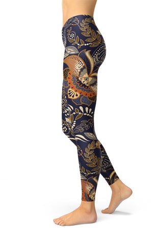Ornamental Floral Yoga Leggings-Satori Stylez