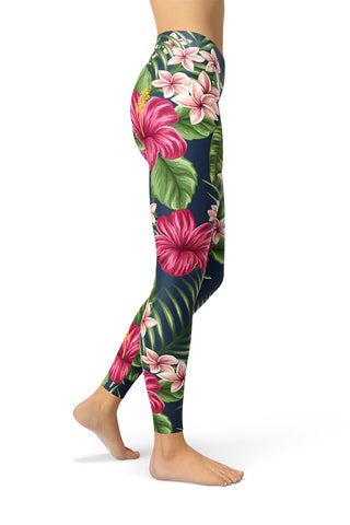 Tropical Floral Women's Leggings-Satori Stylez