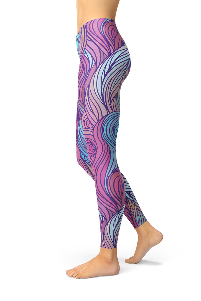 Colorful Swirls & Spiral Yoga Leggings-Satori Stylez