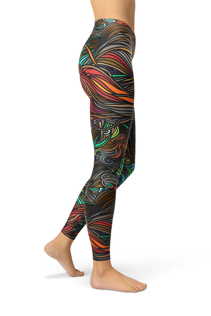 Colorful Swirls Yoga Leggings-Satori Stylez