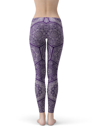Purple Mandala Yoga Leggings-Satori Stylez