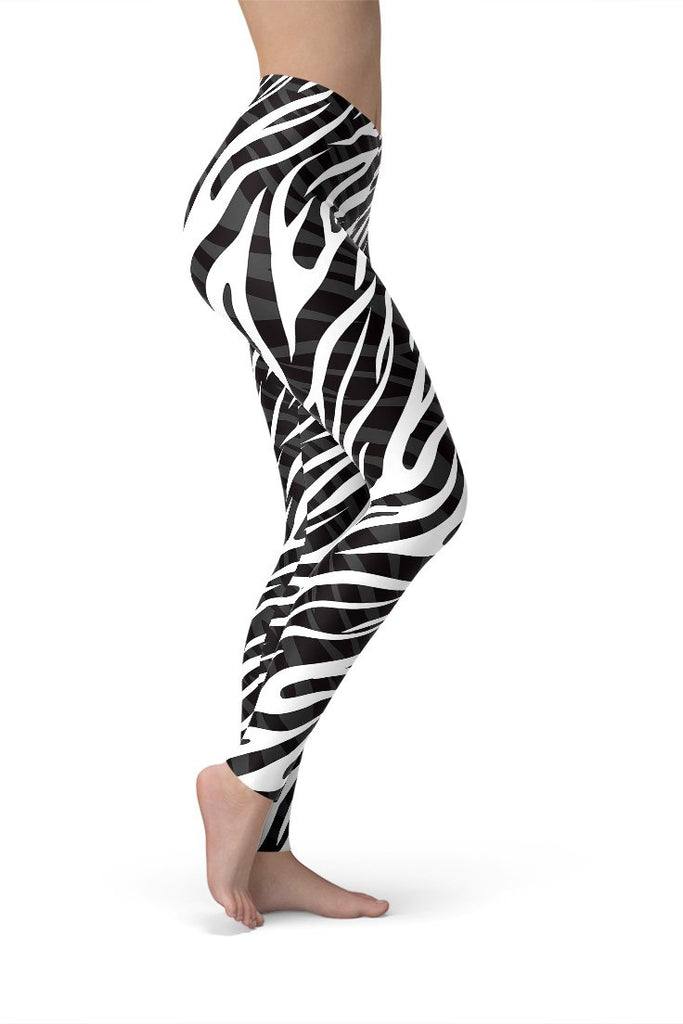 B & W Zebra Print Leggings-Satori Stylez