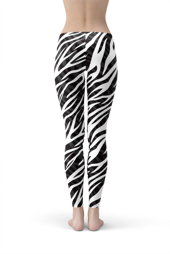 B & W Zebra Print Leggings-Satori Stylez