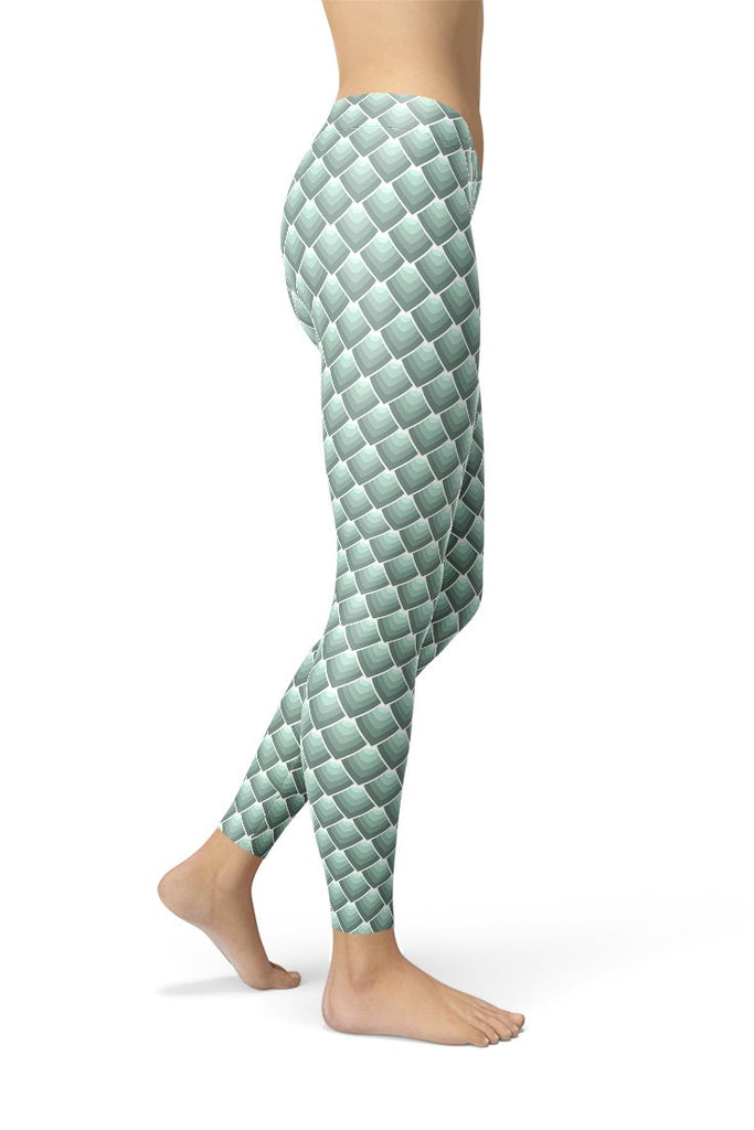 Aqua Mermaid Yoga Leggings - Small Scales-Satori Stylez