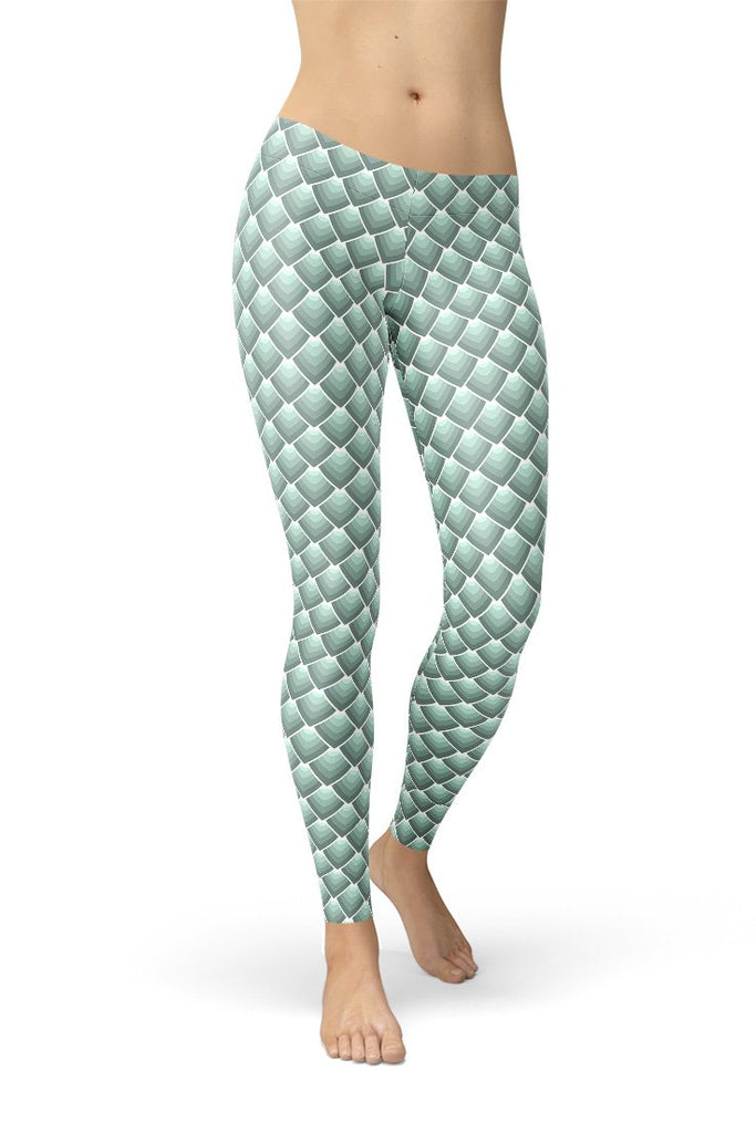 Aqua Mermaid Yoga Leggings - Small Scales-Satori Stylez