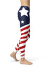 Image of Spiral Stripe USA Flag Printed Leggings-Satori Stylez