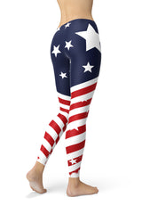 Spiral Stripe USA Flag Printed Leggings