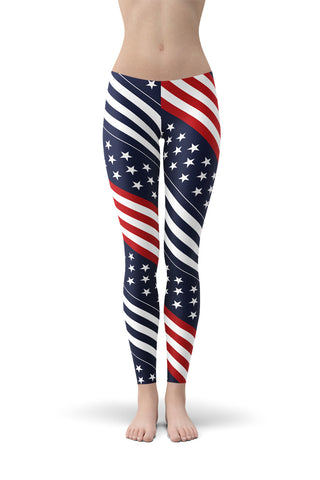 Swirling USA Flag Leggings-Satori Stylez