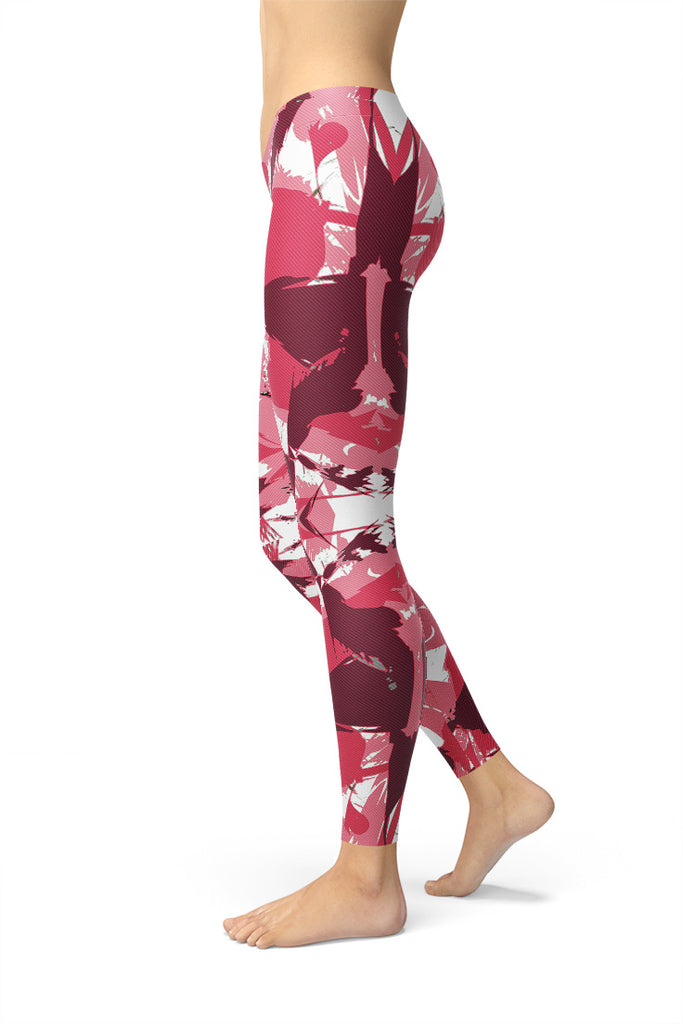 Pink Camo Women's Printed Leggings-Satori Stylez