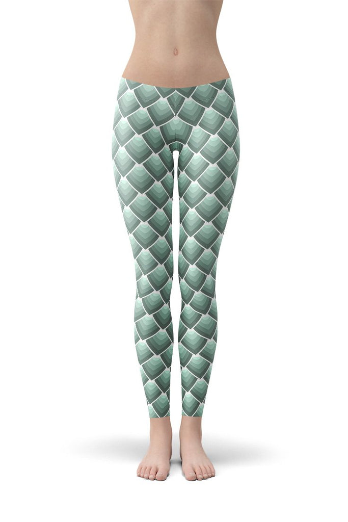 Aqua Mermaid Yoga Leggings - Large Scales-Satori Stylez