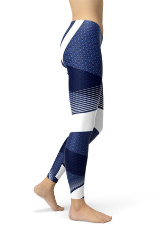 Navy Athletic Women's Leggings-Satori Stylez