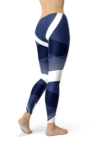 Navy Athletic Women's Leggings-Satori Stylez